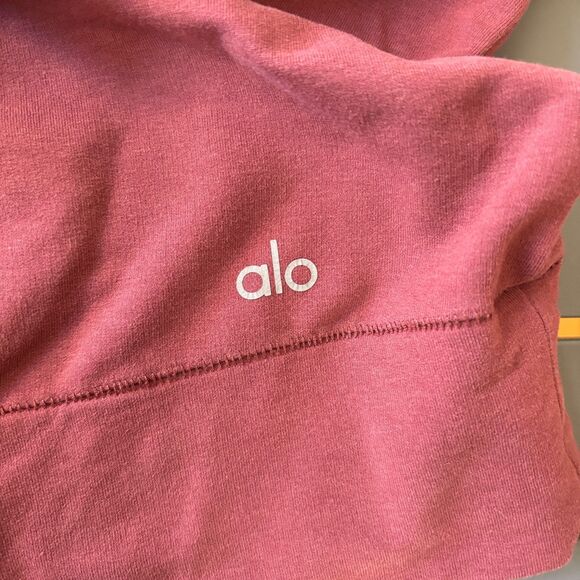 Alo Yoga Social Hoodie Women's Mauve Pink Medium Training Long Sleeve Drawstring - Picture 6 of 8
